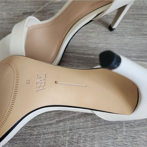 ZARA NEW WOMEN'S HEELED ANKLE BRACELET SANDALS BUCKLED ANKLE STRAP CLOSURE  7,5 - Picture 4 of 7